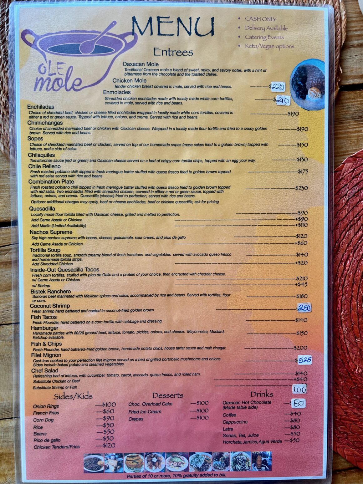 Ole Mole Menu