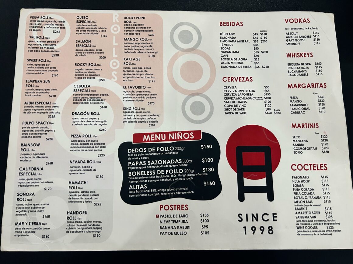 Sushi Sun Menu