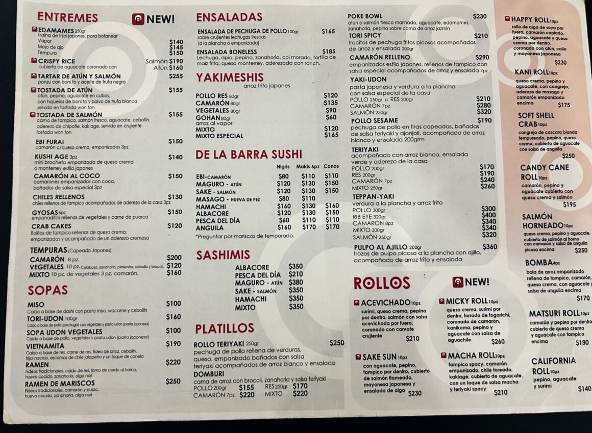 Sushi Sun Menu