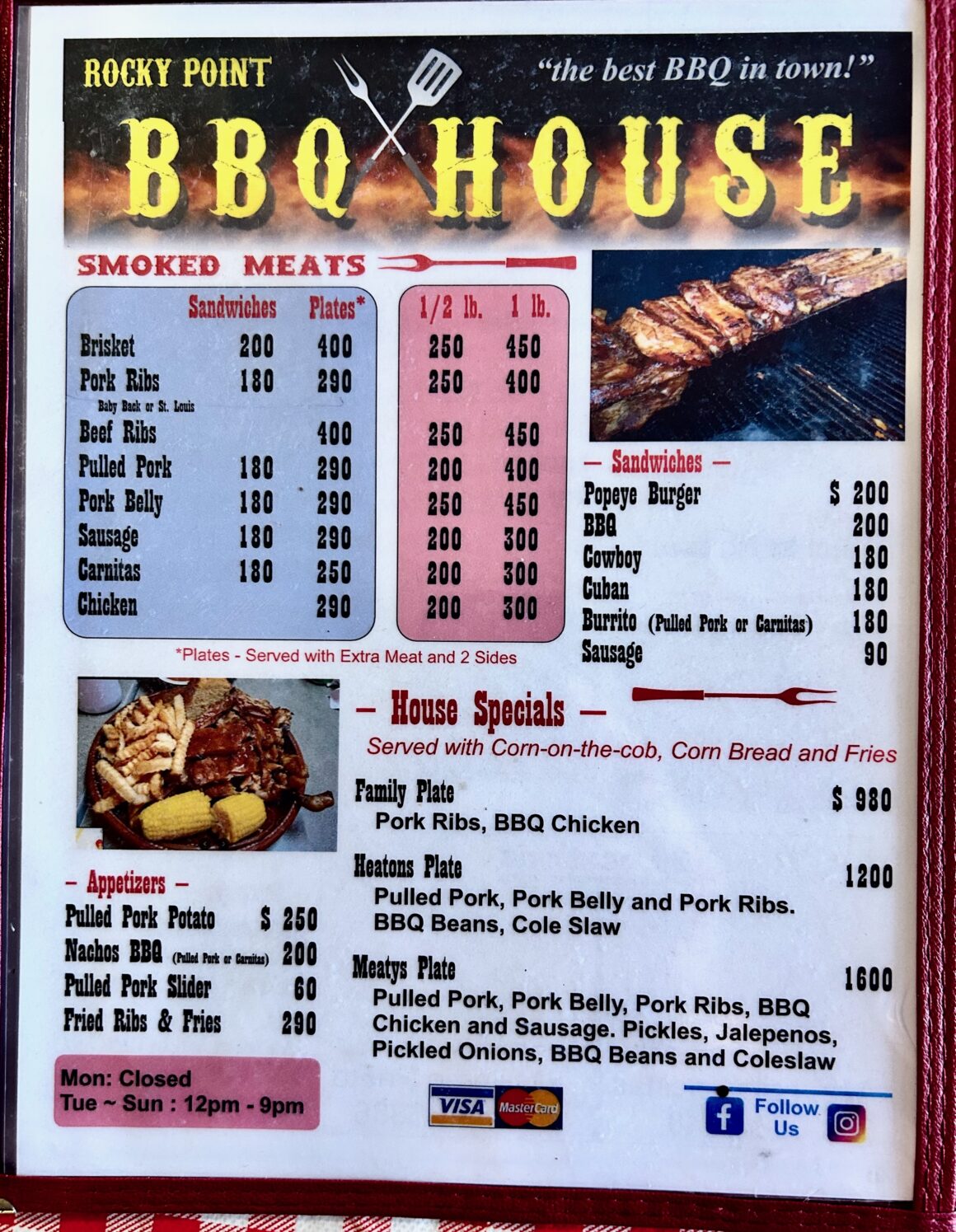Rocky Point BBQ Menu